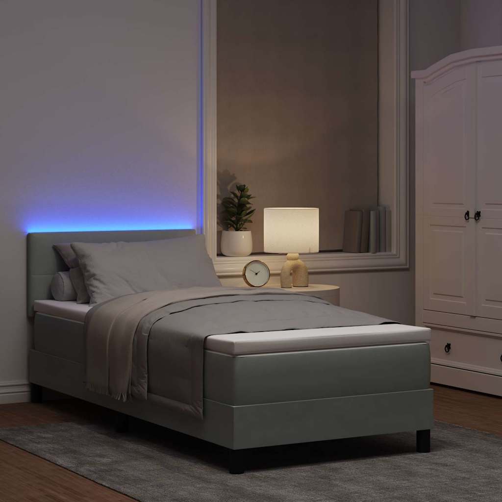 vidaXL Łóżko z sprężyną LED Jasnoszary 80 x 200 cm Aksamit