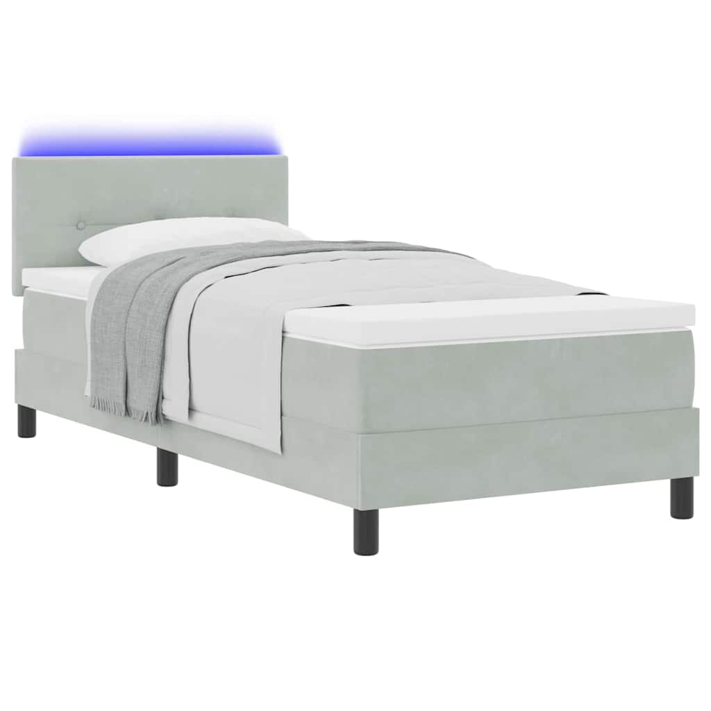 vidaXL Łóżko z sprężyną LED Jasnoszary 80 x 200 cm Aksamit