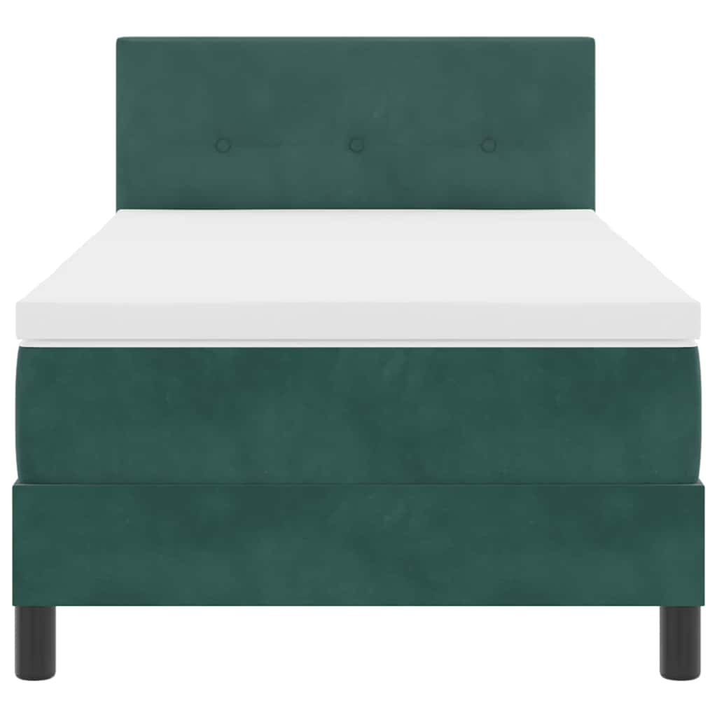 vidaXL Łóżko z sprężyną LED z LED Ciemna zieleń 90 x 200 cm Aksamit