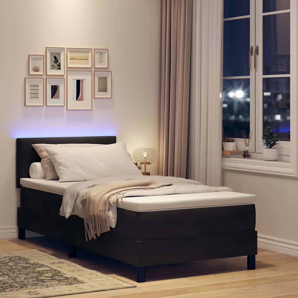 vidaXL Łóżko z sprężyną LED z materacem Czarny 100 x 200 cm Aksamit