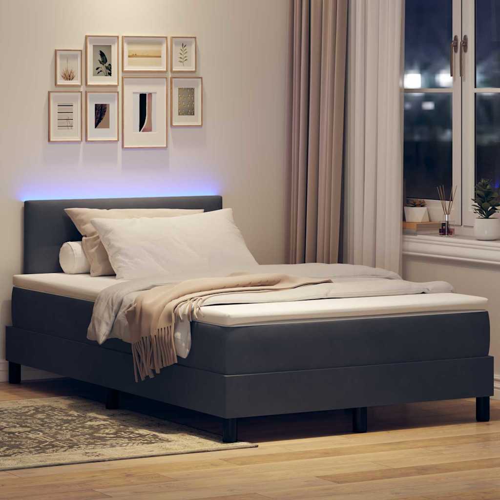 vidaXL Łóżko z sprężyną LED z LED Ciemnoszary 120 x 190 cm Aksamit