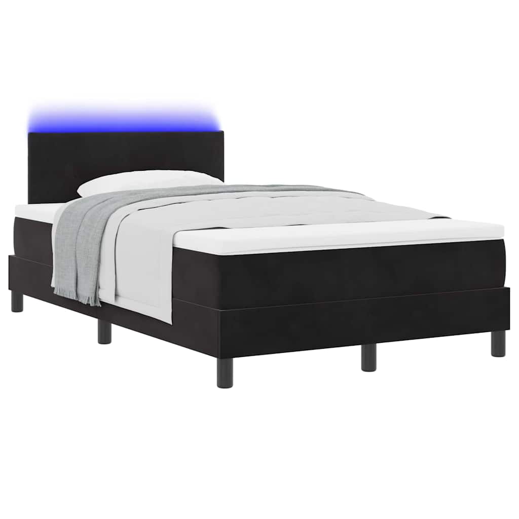 vidaXL Łóżko z sprężyną LED z materacem Czarny 120 x 190 cm Aksamit