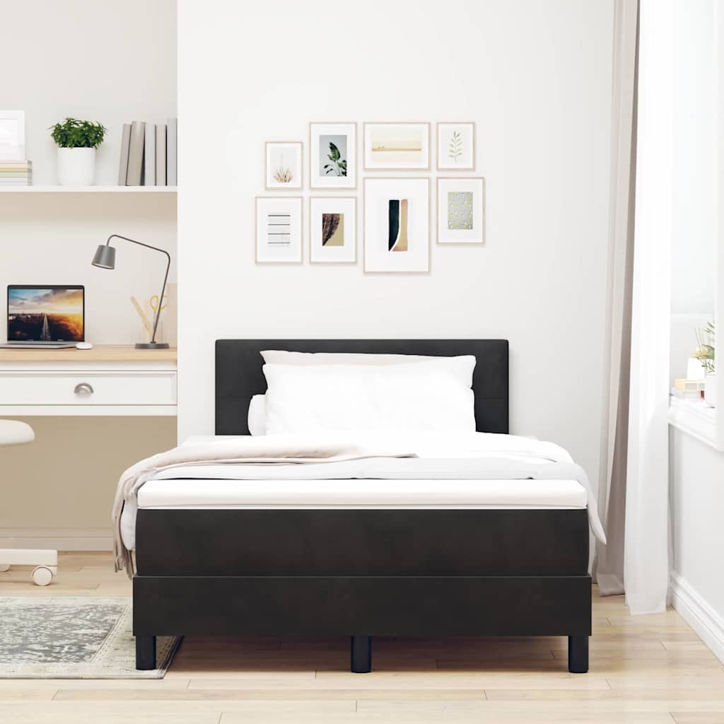 vidaXL Łóżko z sprężyną LED z materacem Czarny 120 x 200 cm Aksamit