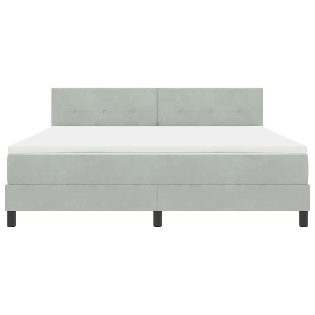 vidaXL Łóżko z sprężyną LED z LED Jasnoszary 180 x 200 cm Aksamit