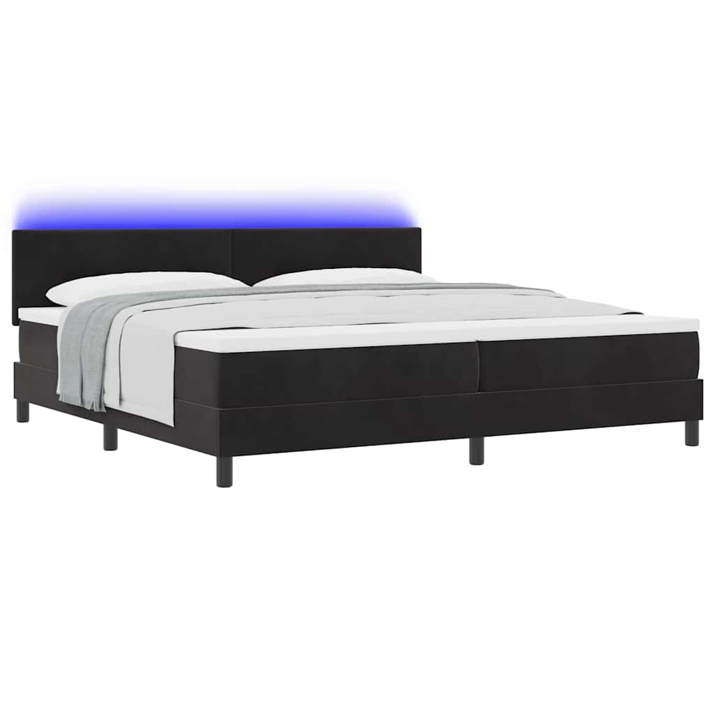 vidaXL Łóżko z sprężyną LED z materacem Czarny 200 x 200 cm Aksamit
