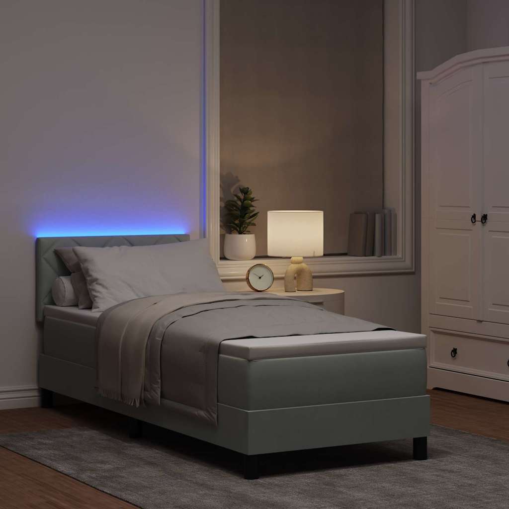 vidaXL Łóżko z sprężyną LED z materacem Jasnoszary 80 x 200 cm Aksamit