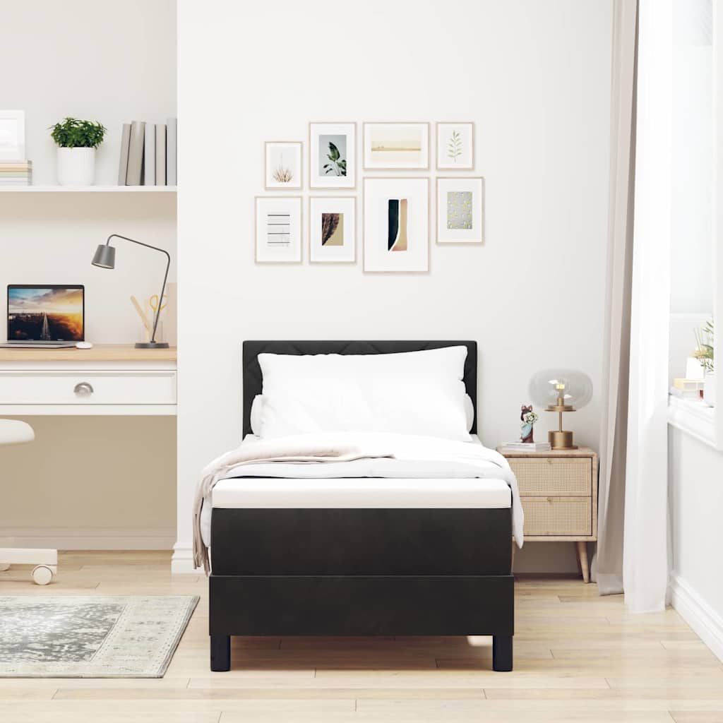 vidaXL Łóżko z sprężyną LED z materacem Czarny 80 x 200 cm Aksamit