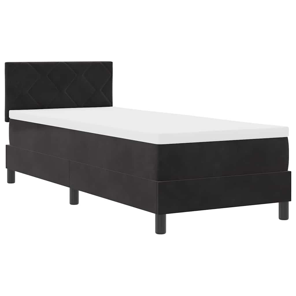 vidaXL Łóżko z sprężyną LED z materacem Czarny 80 x 200 cm Aksamit