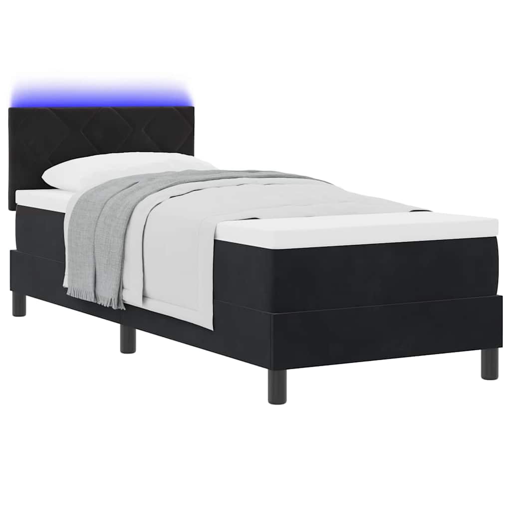 vidaXL Łóżko z sprężyną LED z materacem Czarny 80 x 200 cm Aksamit