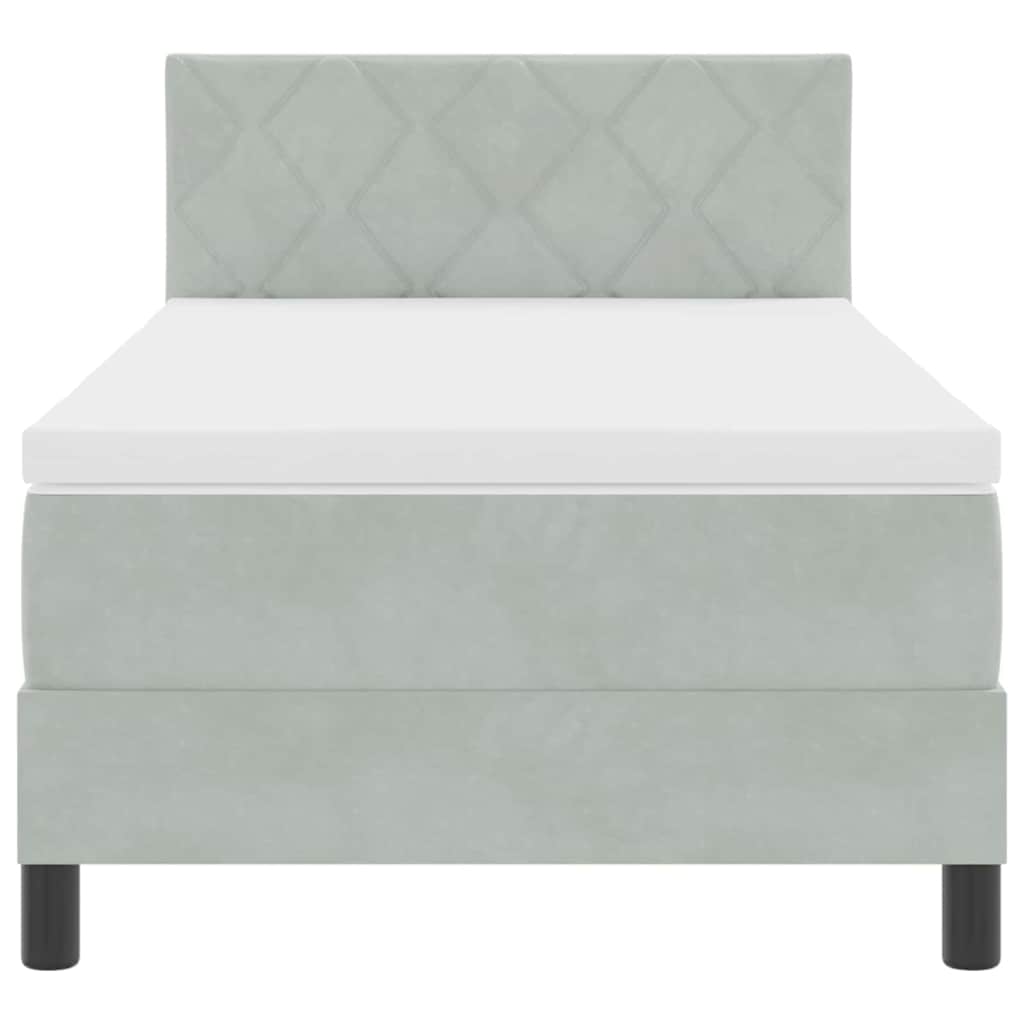 vidaXL Łóżko z sprężyną LED z materacem Jasnoszary 90 x 190 cm Aksamit