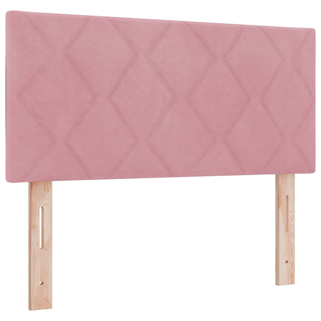 vidaXL Łóżko z sprężyną LED z paskami LED Różowy 90 x 190 cm Aksamit
