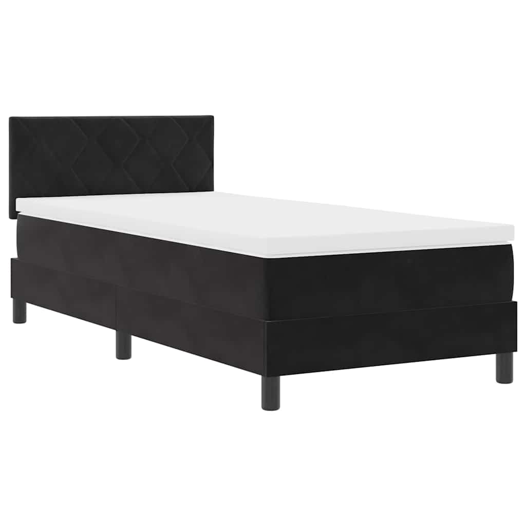 vidaXL Łóżko z sprężyną LED z materacem Czarny 90 x 200 cm Aksamit