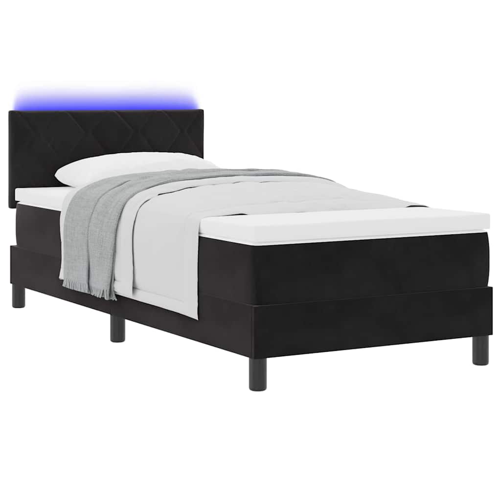 vidaXL Łóżko z sprężyną LED z materacem Czarny 100 x 200 cm Aksamit