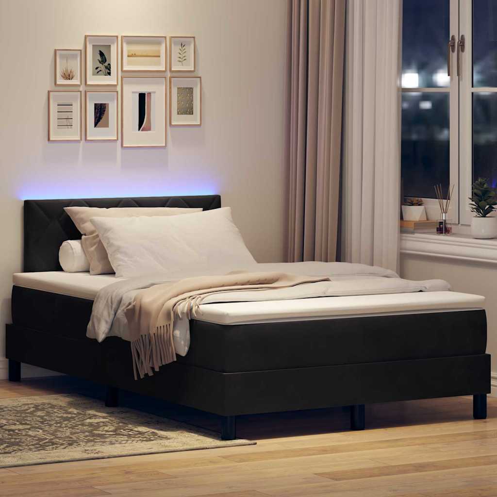 vidaXL Łóżko z sprężyną LED z materacem Czarny 120 x 190 cm Aksamit