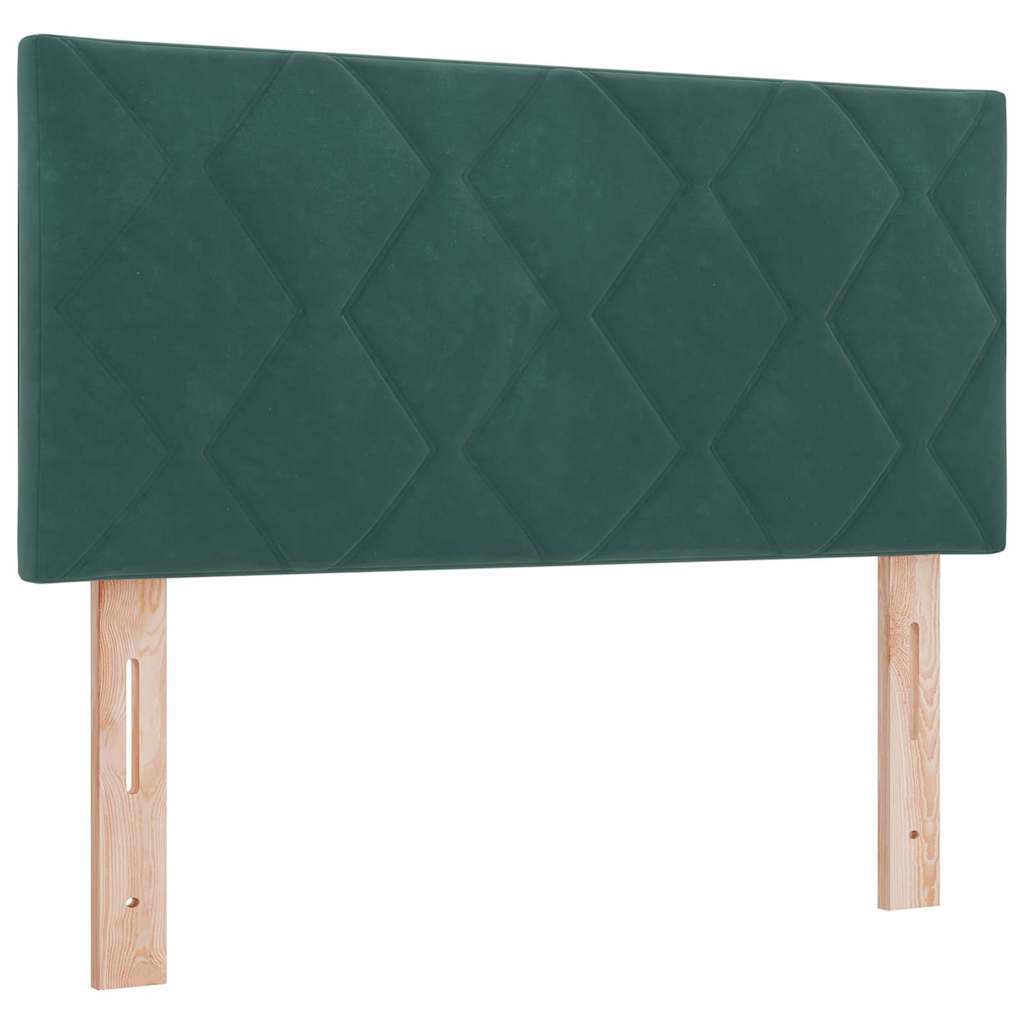 vidaXL Łóżko z sprężyną LED Ciemna zieleń 120 x 190 cm Aksamit