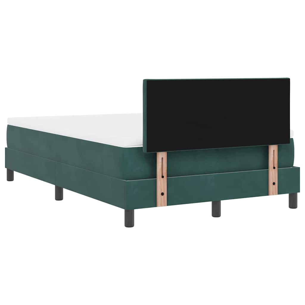 vidaXL Łóżko z sprężyną LED Ciemna zieleń 120 x 190 cm Aksamit