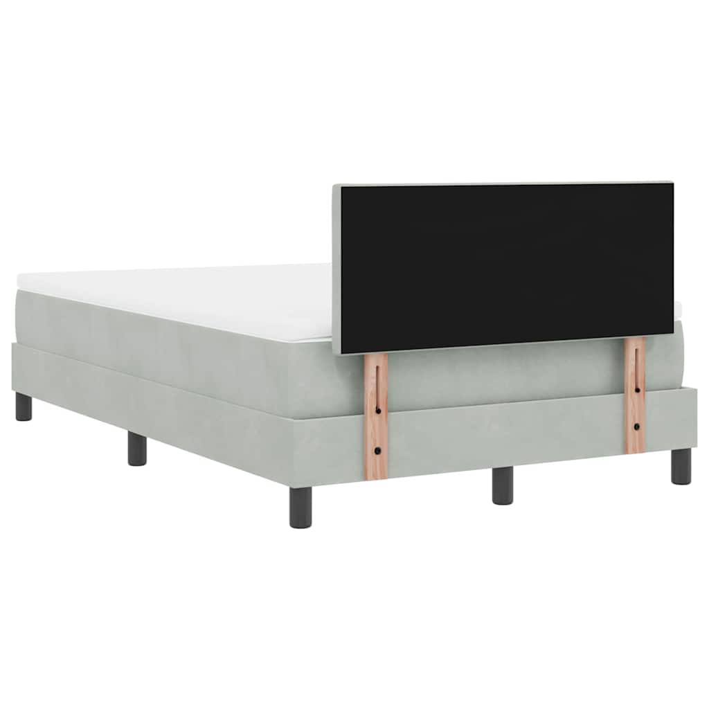 vidaXL Łóżko z sprężyną LED z LED Jasnoszary 120 x 200 cm Aksamit