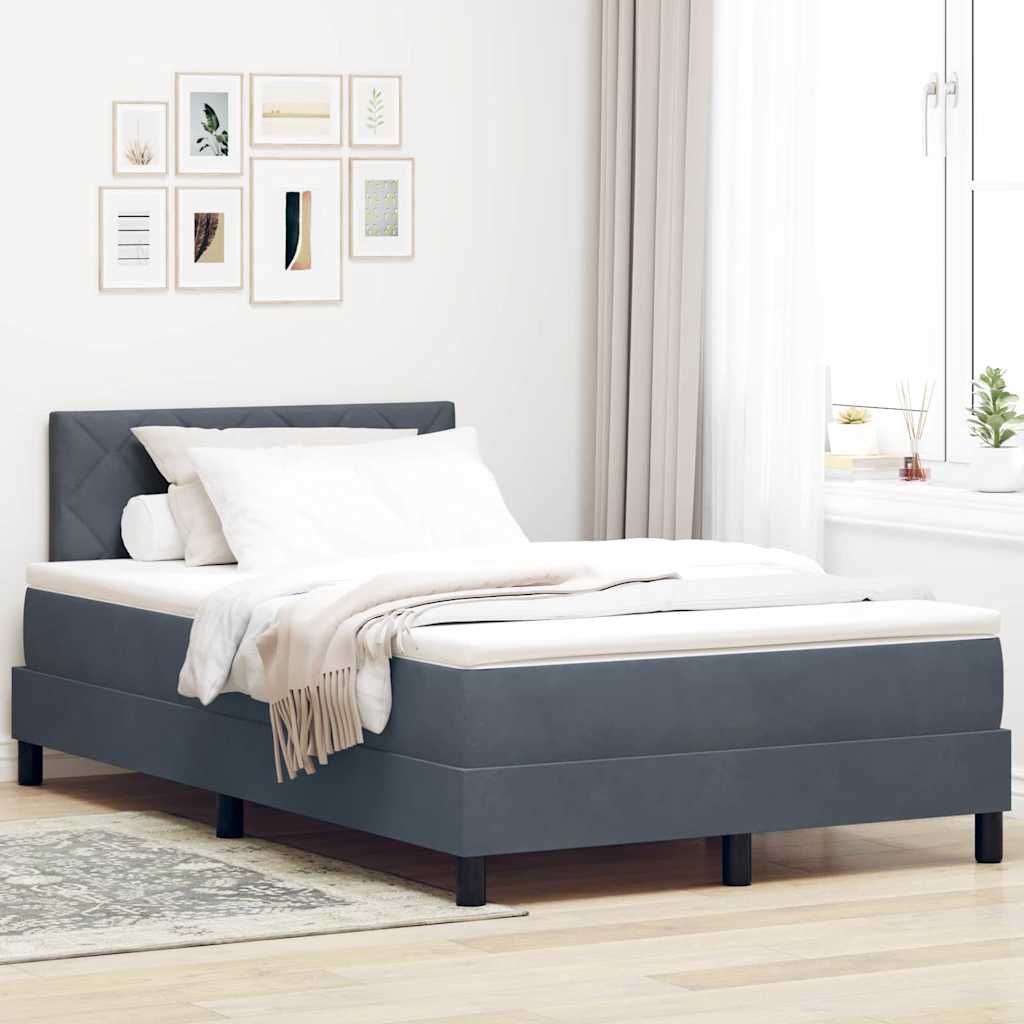 vidaXL Łóżko z sprężyną LED z LED Ciemnoszary 120 x 200 cm Aksamit