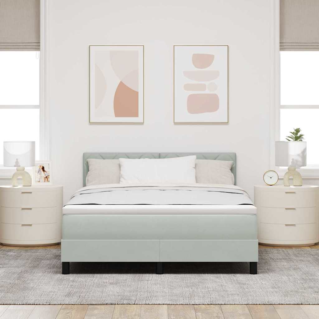 vidaXL Łóżko z sprężyną LED Jasnoszary 160 x 200 cm Aksamit
