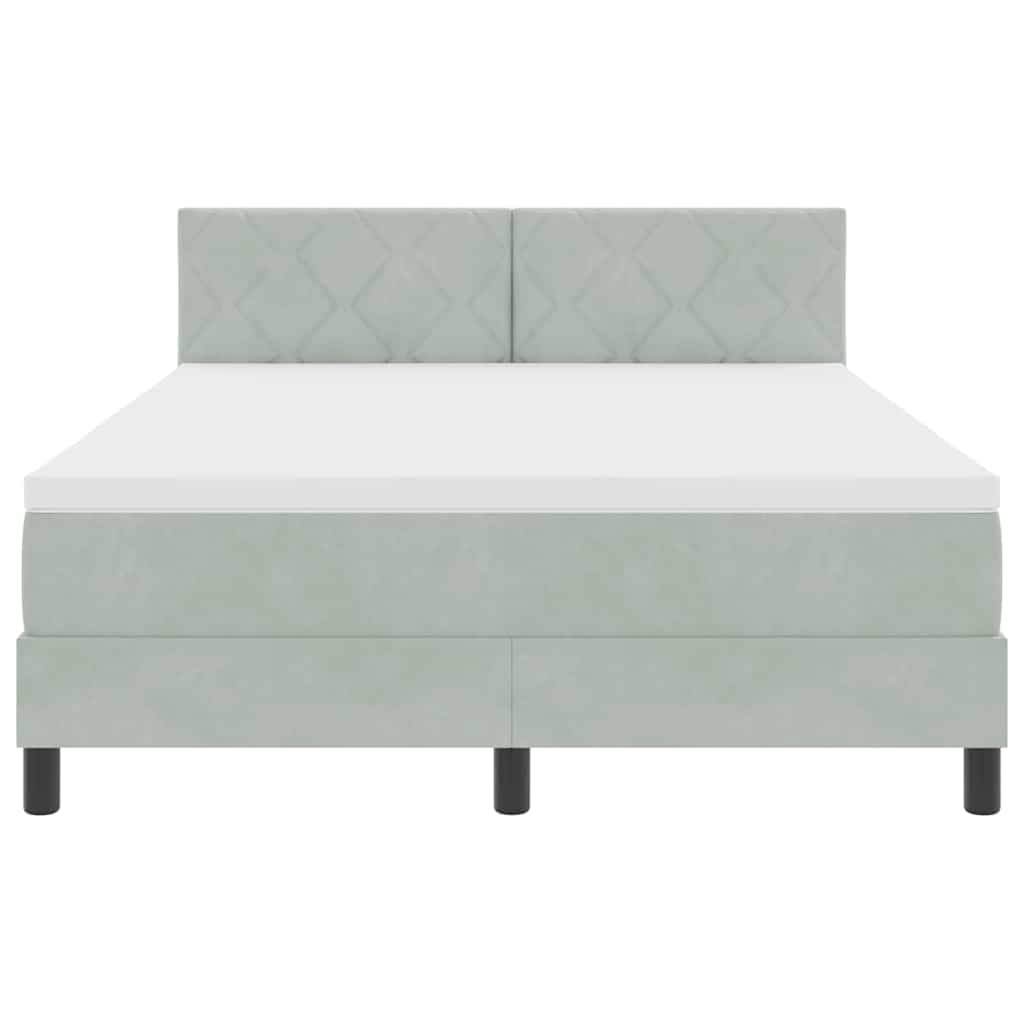 vidaXL Łóżko z sprężyną LED Jasnoszary 160 x 200 cm Aksamit