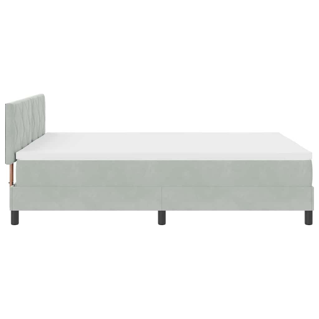 vidaXL Łóżko z sprężyną LED Jasnoszary 160 x 200 cm Aksamit