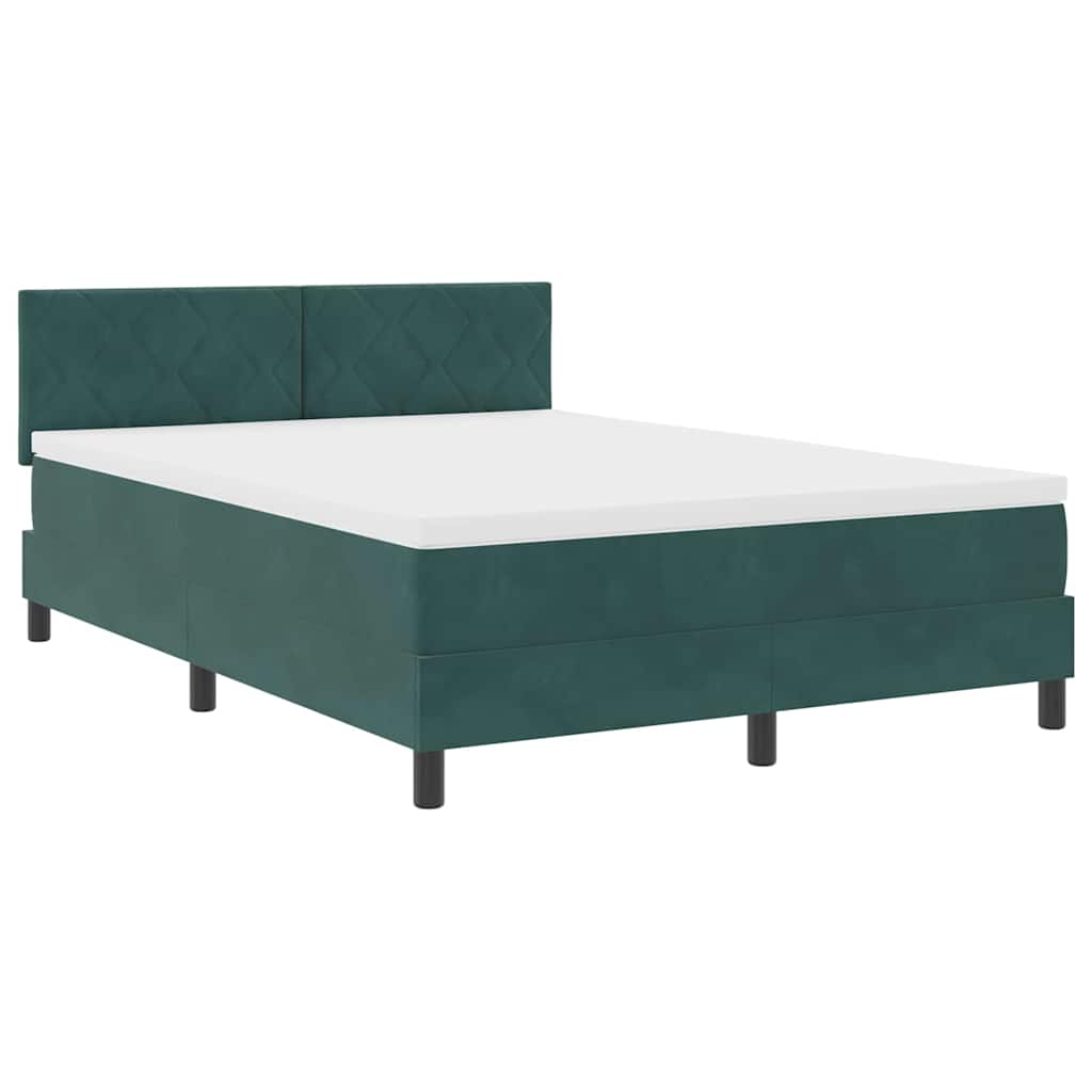 vidaXL Łóżko z sprężyną LED Ciemna zieleń 160 x 200 cm Aksamit