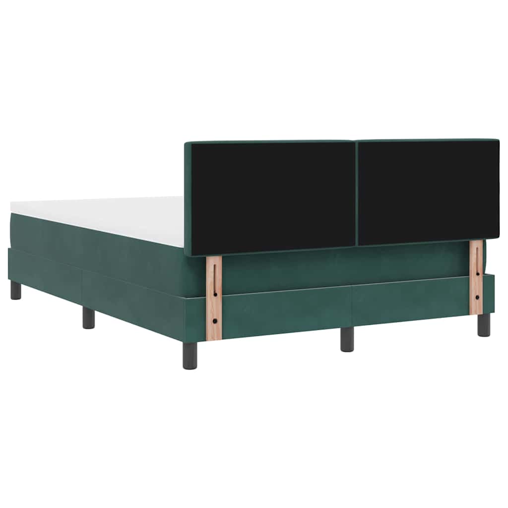 vidaXL Łóżko z sprężyną LED Ciemna zieleń 160 x 200 cm Aksamit