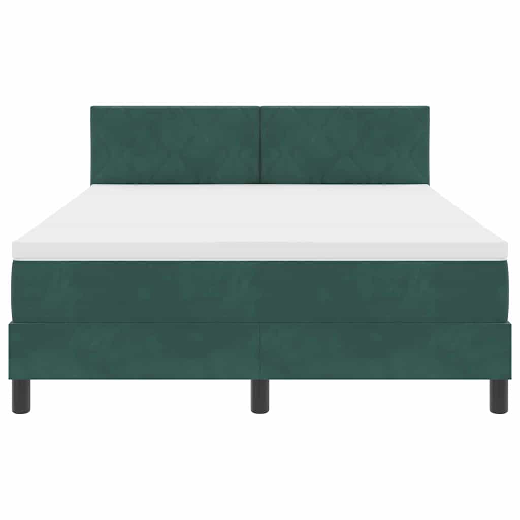 vidaXL Łóżko z sprężyną LED Ciemna zieleń 160 x 200 cm Aksamit
