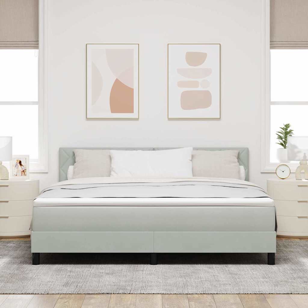 vidaXL Łóżko z sprężyną LED z LED Jasnoszary 180 x 200 cm Aksamit