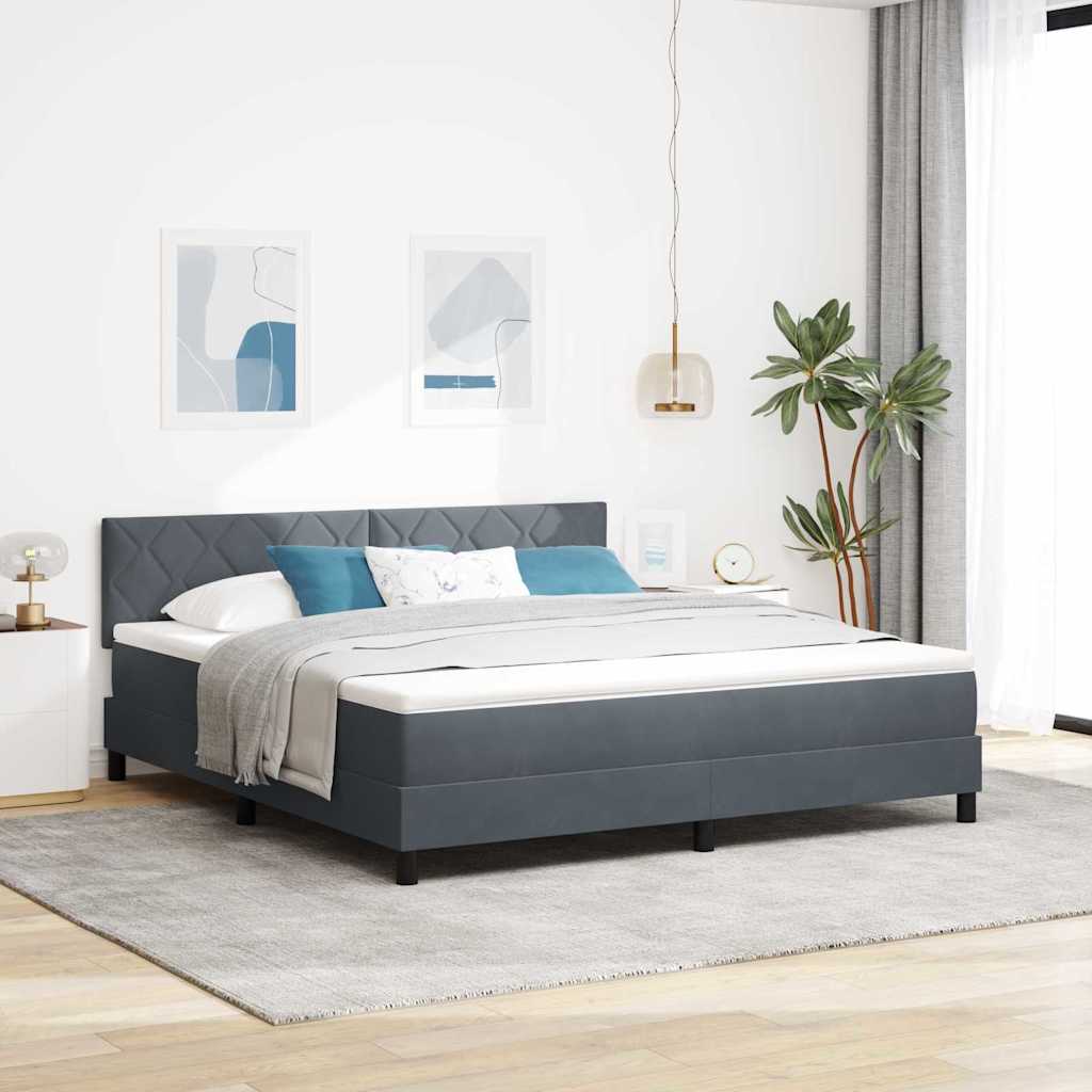 vidaXL Łóżko z sprężyną LED Ciemnoszary 180 x 200 cm Aksamit