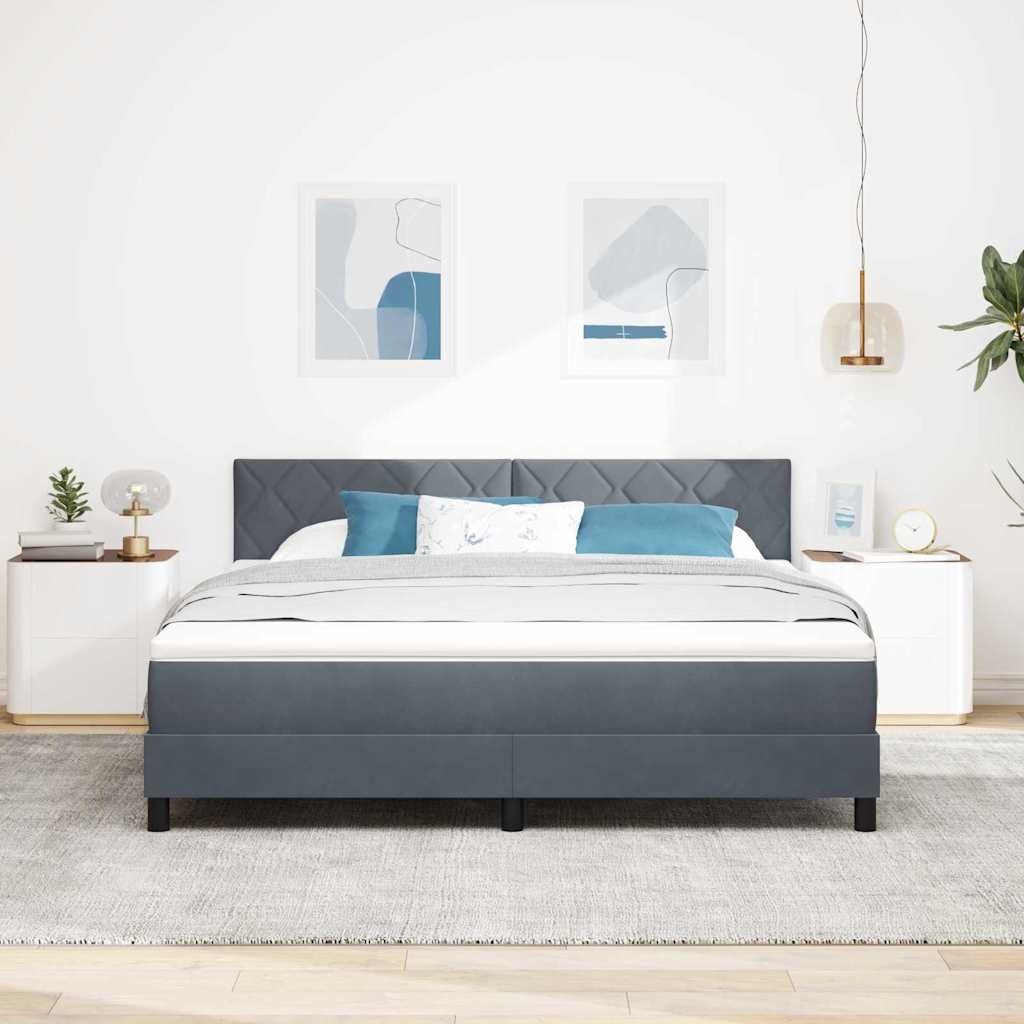 vidaXL Łóżko z sprężyną LED Ciemnoszary 180 x 200 cm Aksamit