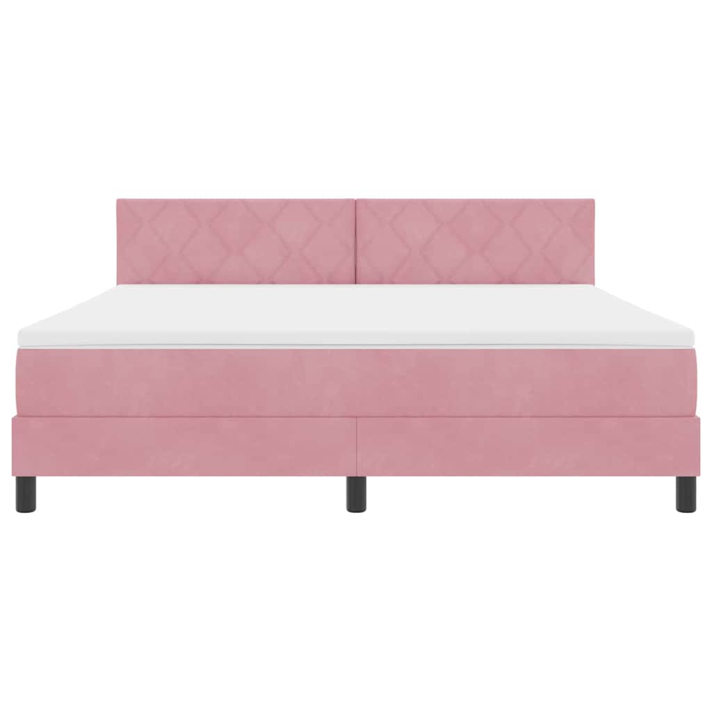 vidaXL Łóżko z sprężyną LED z materacem Różowy 180 x 200 cm Aksamit