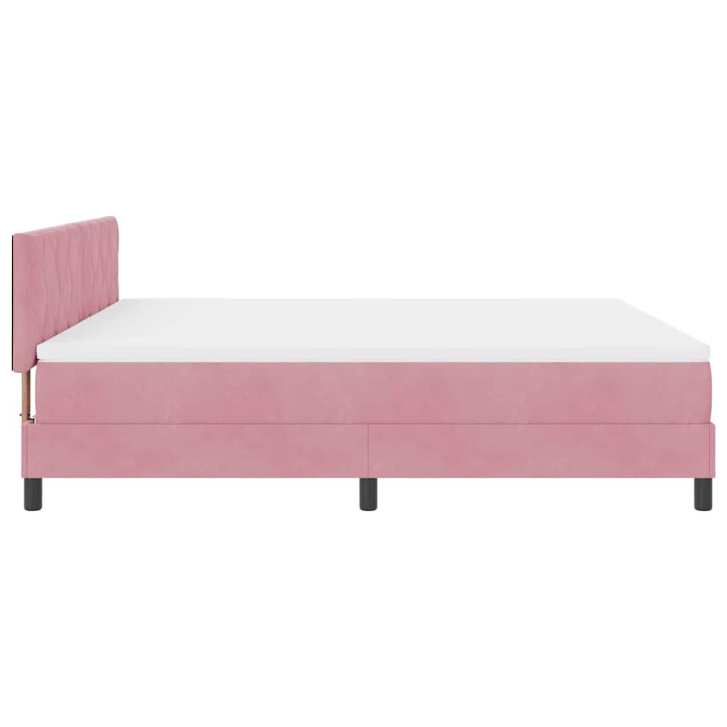 vidaXL Łóżko z sprężyną LED z materacem Różowy 180 x 200 cm Aksamit