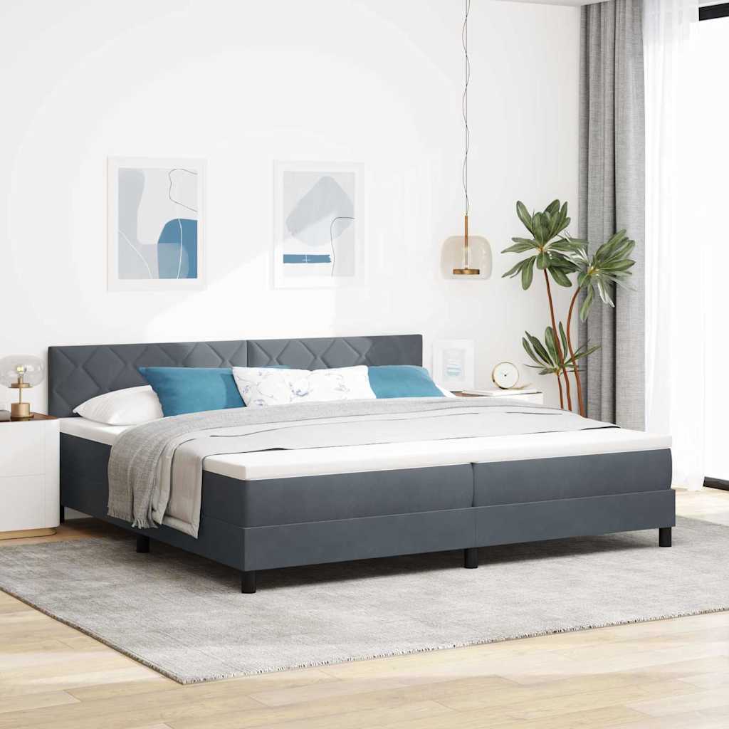 vidaXL Łóżko z sprężyną LED Ciemnoszary 200 x 200 cm Aksamit