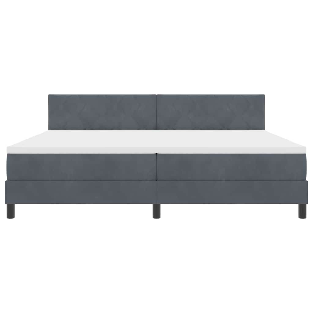 vidaXL Łóżko z sprężyną LED Ciemnoszary 200 x 200 cm Aksamit