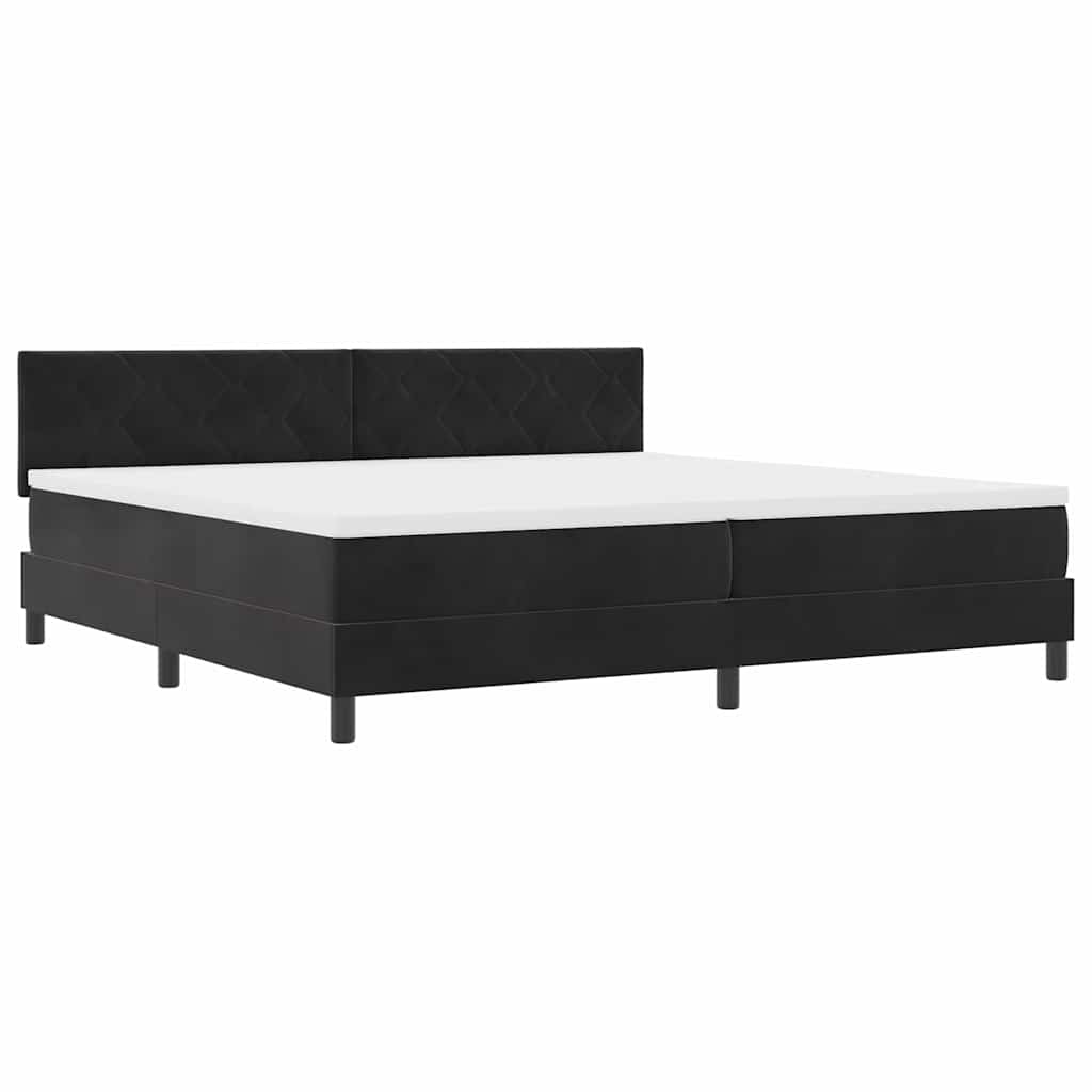 vidaXL Łóżko z sprężyną LED z materacem Czarny 200 x 200 cm Aksamit