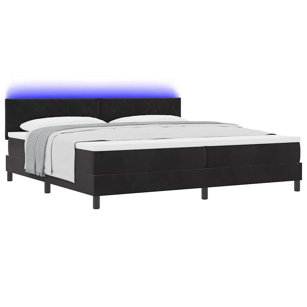 vidaXL Łóżko z sprężyną LED z materacem Czarny 200 x 200 cm Aksamit