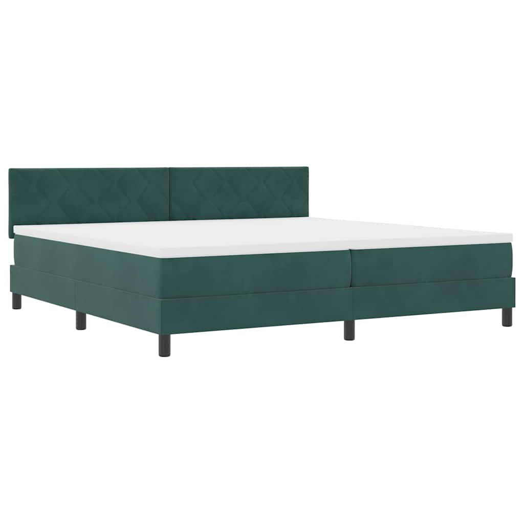 vidaXL Łóżko z sprężyną LED Ciemna zieleń 200 x 200 cm Aksamit