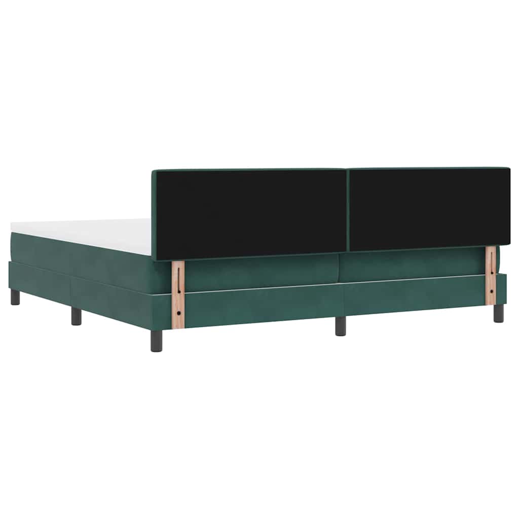 vidaXL Łóżko z sprężyną LED Ciemna zieleń 200 x 200 cm Aksamit