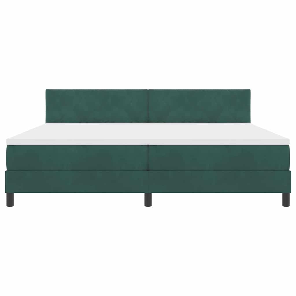 vidaXL Łóżko z sprężyną LED Ciemna zieleń 200 x 200 cm Aksamit