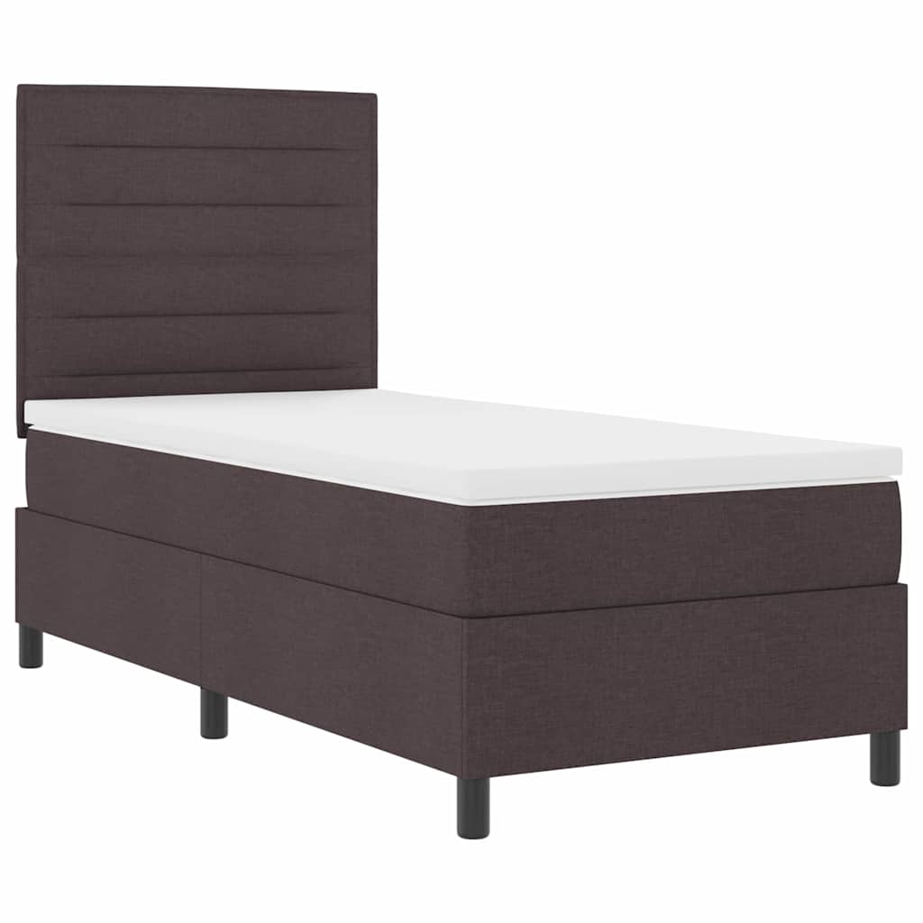 vidaXL Łóżko sprężynowe z materacem ciemnobrązowy 80 x 200 cm tkanina