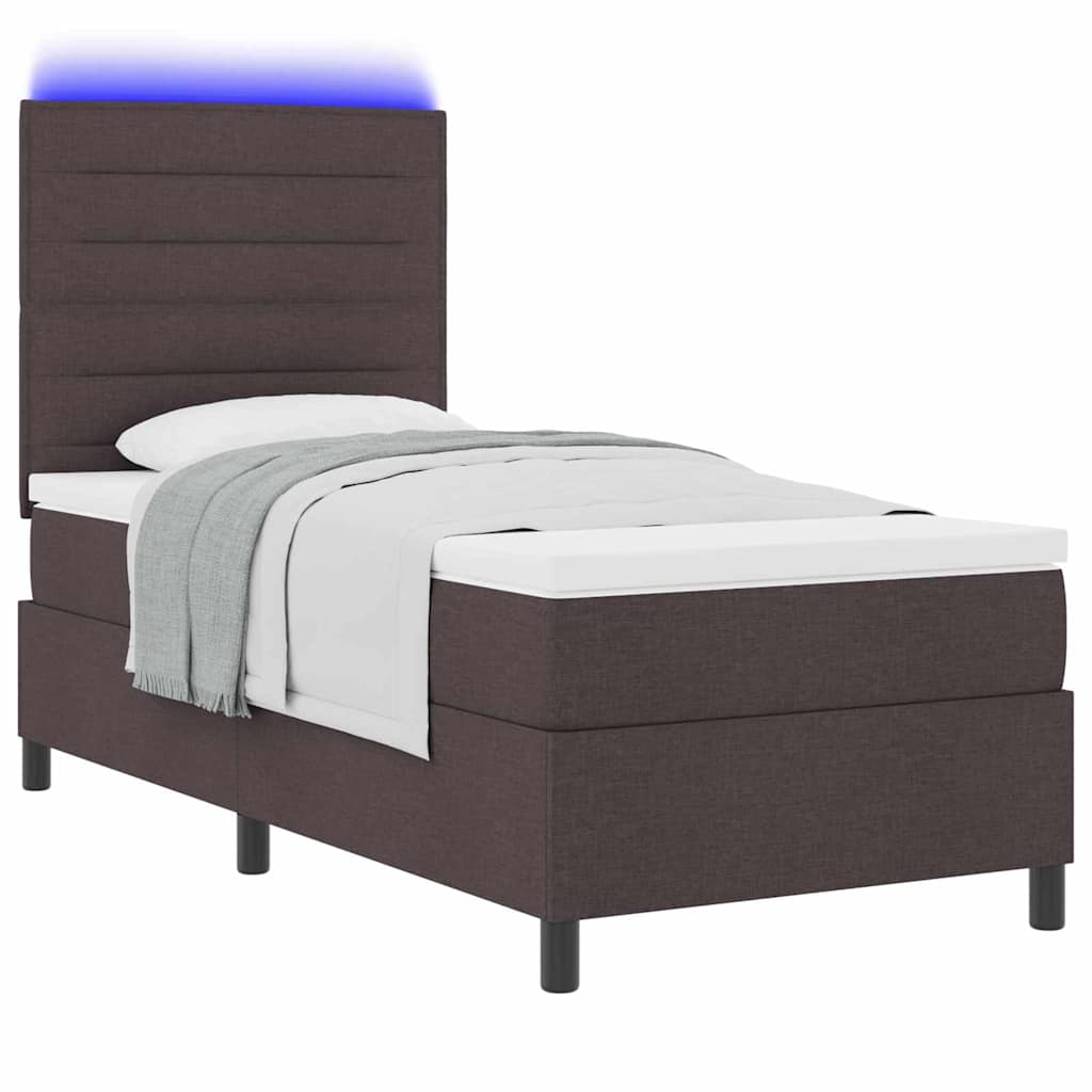 vidaXL Łóżko sprężynowe z materacem ciemnobrązowy 80 x 200 cm tkanina