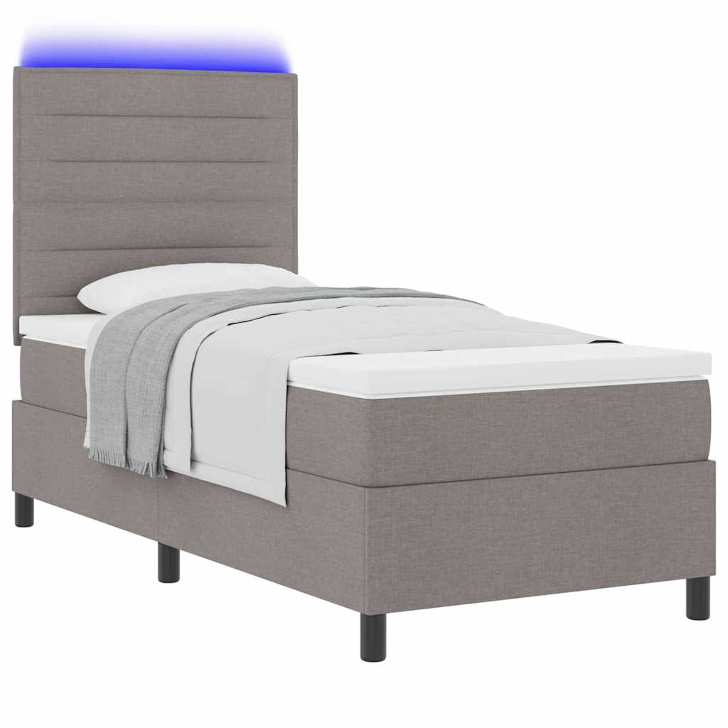 vidaXL Łóżko sprężynowe z paskami LED Ciemnoszary 80 x 200 cm tkanina
