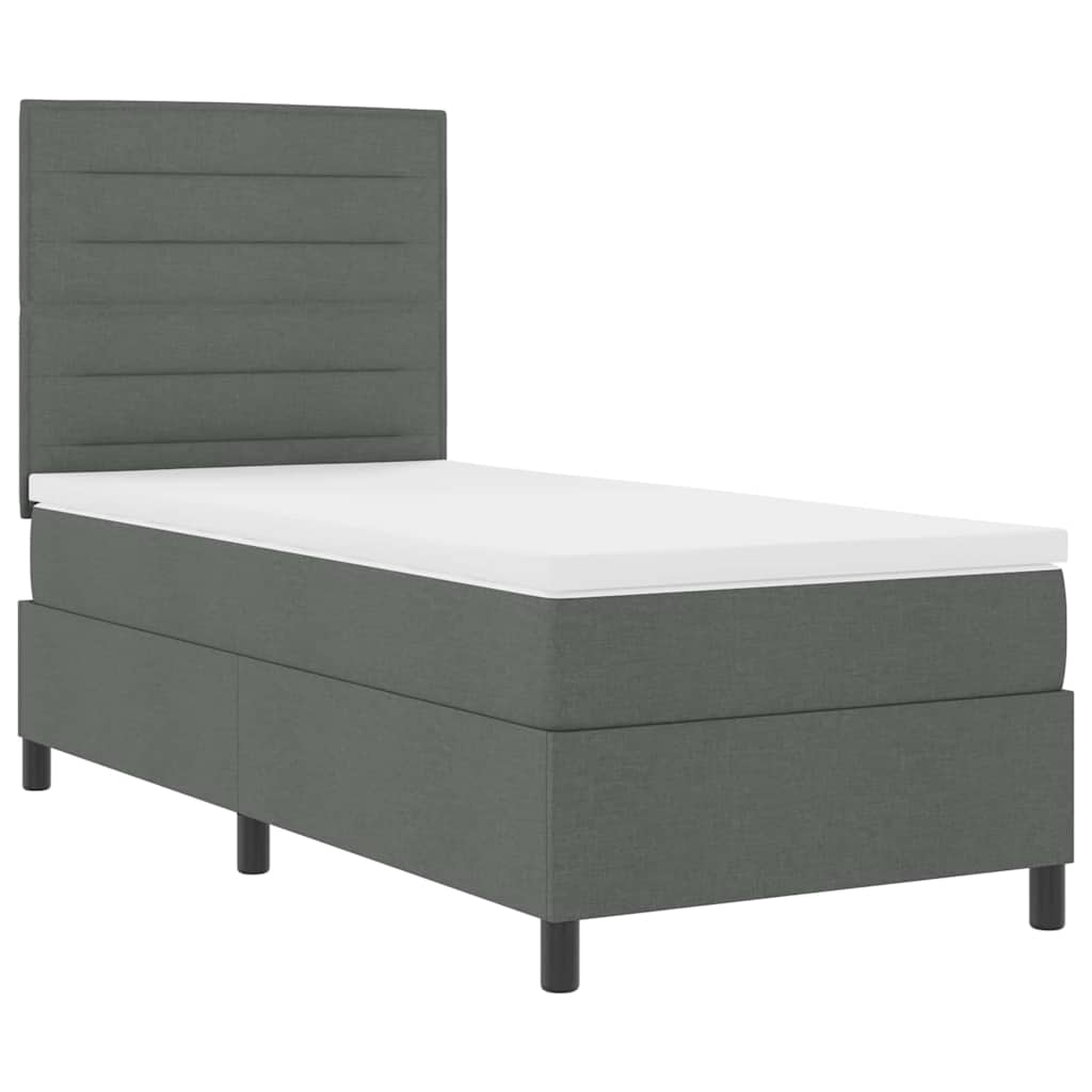 vidaXL Łóżko sprężynowe z materacem ciemno szary 90 x 200 cm tkanina