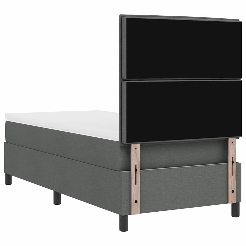 vidaXL Łóżko sprężynowe z materacem ciemno szary 90 x 200 cm tkanina