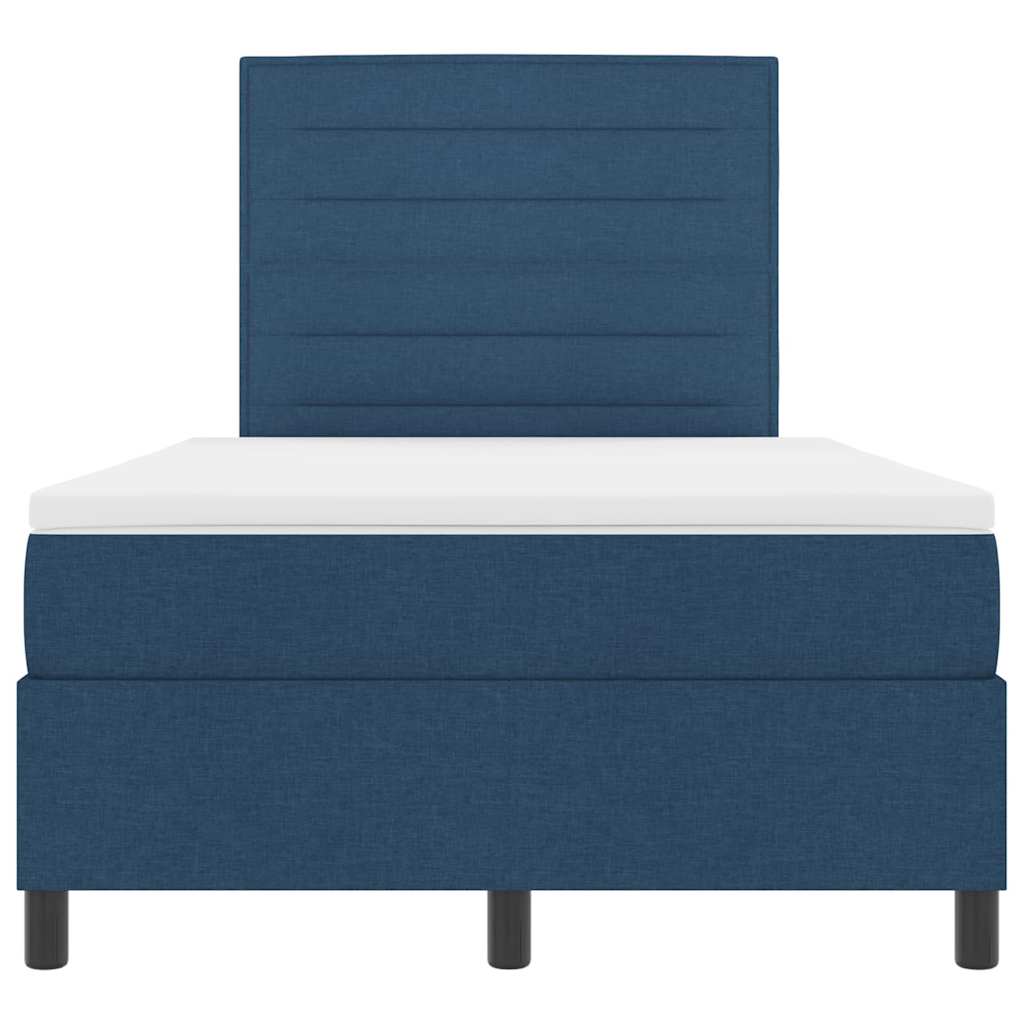vidaXL Łóżko sprężynowe z paskami LED Niebieski 120 x 190 cm tkanina