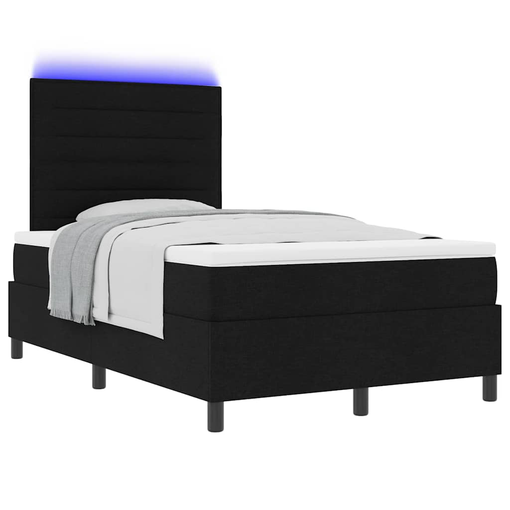 vidaXL Łóżko sprężynowe z materacem z LED Czarny 120 x 200 cm tkanina