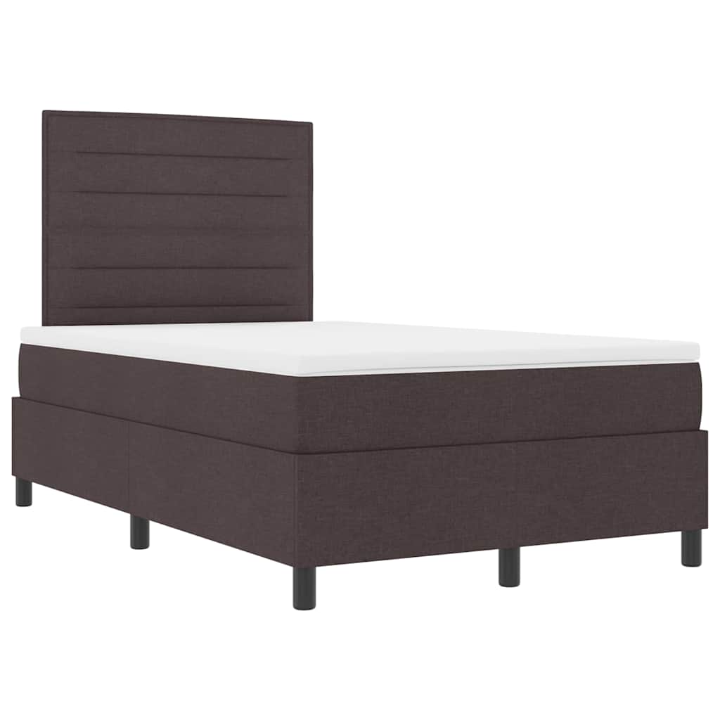 vidaXL Łóżko sprężynowe z materacem ciemnobrązowy 120 x 200 cm tkanina