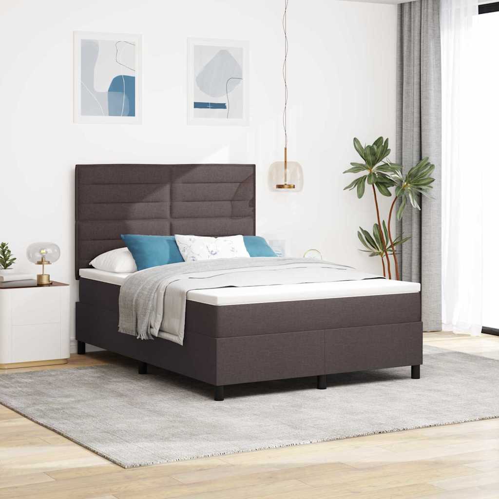 vidaXL Łóżko sprężynowe z materacem ciemnobrązowy 140 x 190 cm tkanina