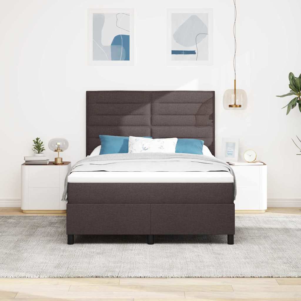 vidaXL Łóżko sprężynowe z materacem ciemnobrązowy 140 x 190 cm tkanina